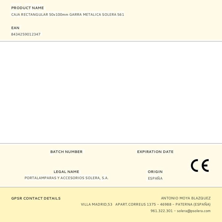 SOLERA Caja de registro rectangular de empotrar con garras de chapa JUNCTION-BOX (5UD) 60104VAR