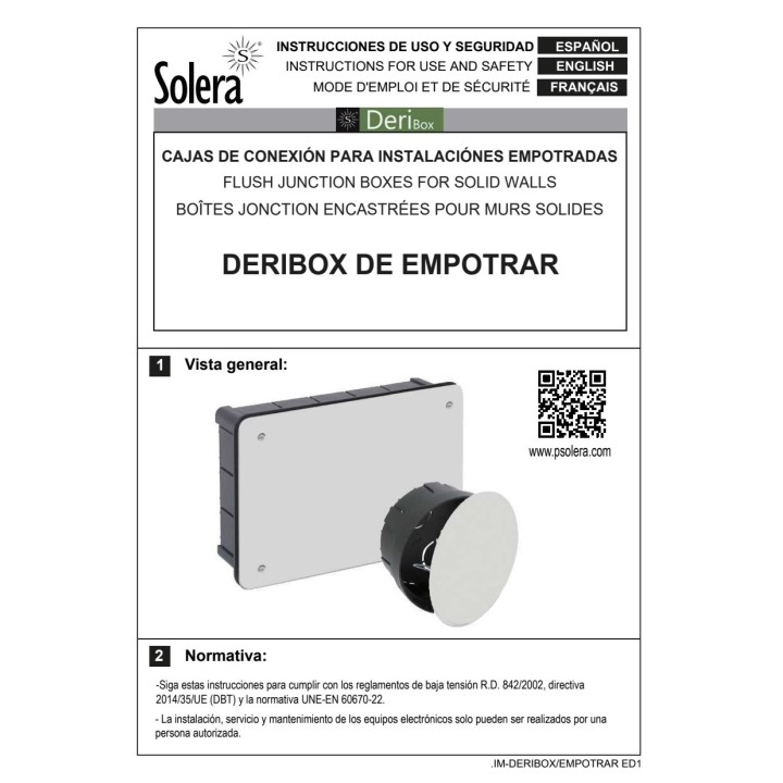 SOLERA Caixa de registre rectangular d'empotrar amb urpes