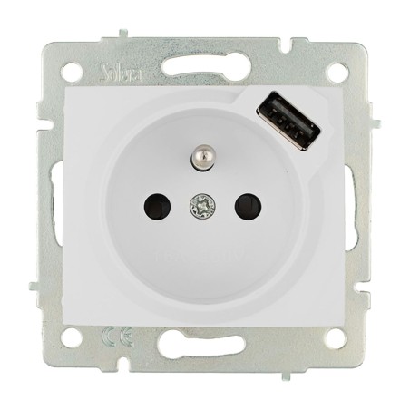 base d'endoll bipolar d'encastar amb presa de terra francesa, usb i obturador europa-erp60fusb 16 a 250 v