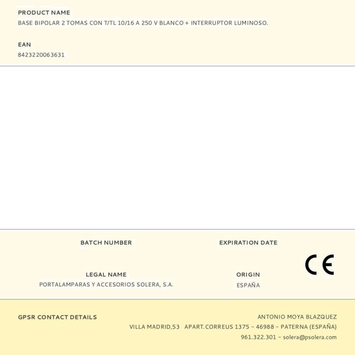 SOLERA Prelungitor bipolar Schuko fără cablu, cu