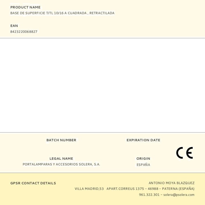 SOLERA Priză pătrată de suprafață SCHUKO-10/16 A 250 V 5001