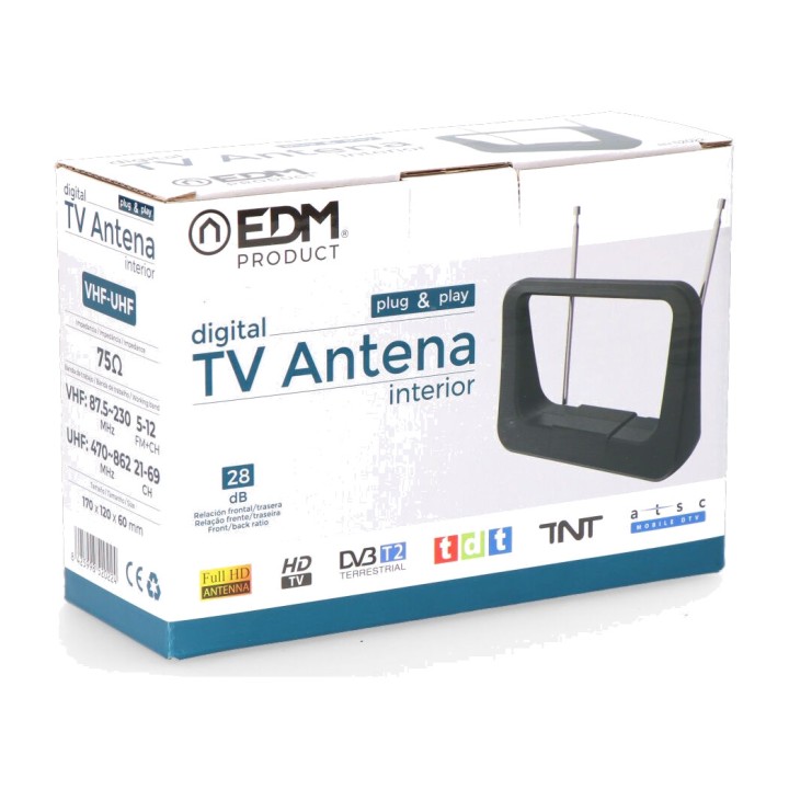 EDM Antena de TV interior com adaptador de corrente CLASSIC