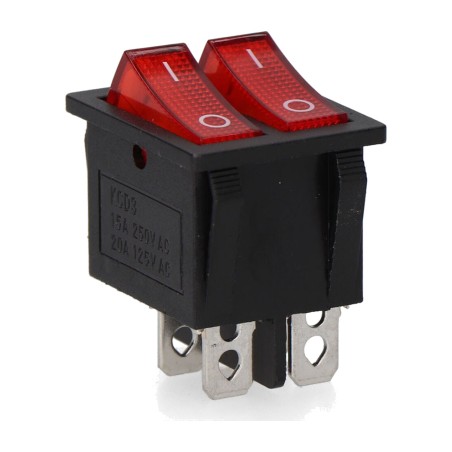interrupteur double marche/arrêt à encastrer dans un panneau, 4 broches 15 a 250 v 25x22x29mm