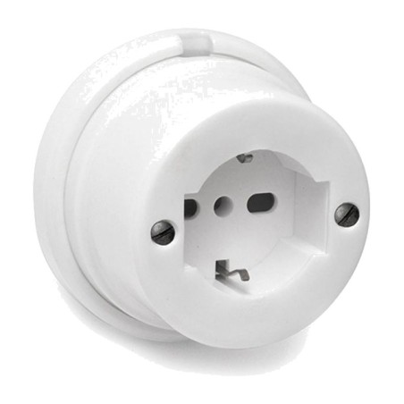porcelánová nástěnná zásuvka schuko s boční zemí vintage 16 a 250 v 80 mm
