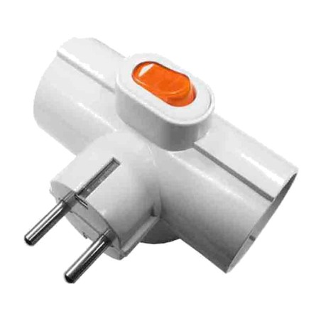 adaptador triple schuko con interruptor iluminado 2p+t 16 a 250 v