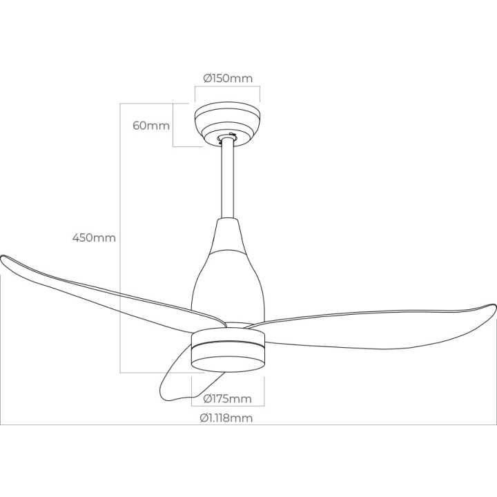 EDM Ventilador de teto com luz LED e controle remoto