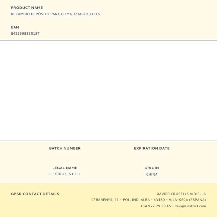 EDM Depósito de recambio para climatizador 33516 33518