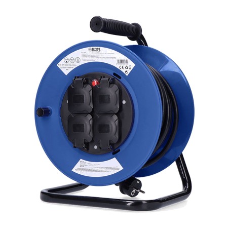 professional cable reel with 4 schuko sockets, covers and thermal protector 3g2,5 mm2 25 m 3000 w 230 v