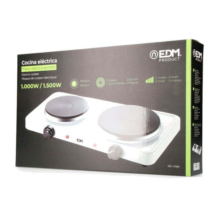 EDM Cuina elèctrica de 2 focs 1000-1500W 07661