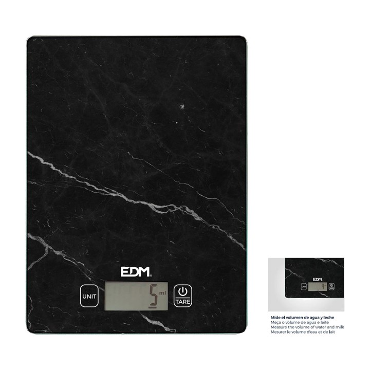 EDM Digitale glazen keukenweegschaal met volumemeter 5 KG
