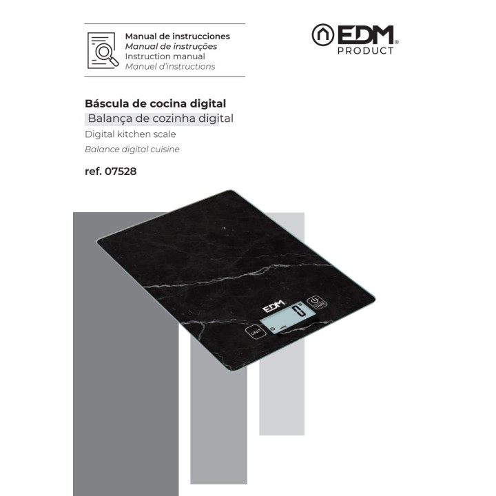 EDM Digitálna sklenená kuchynská váha s meračom objemu 5 KG