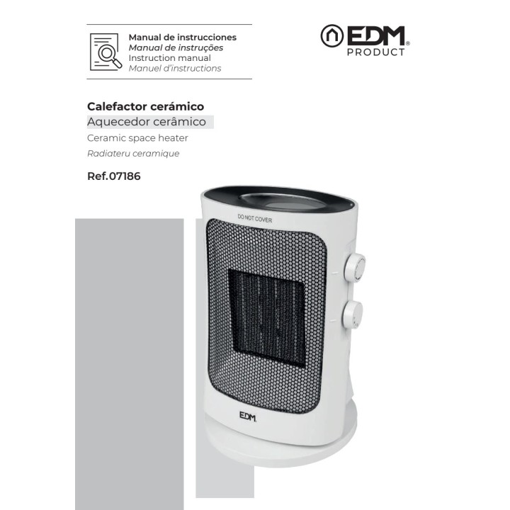 EDM Oscillating vertical heater with thermostat 1000-1500W
