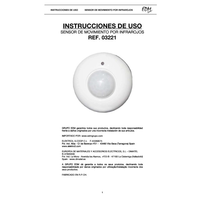 EDM Rilevatore di movimento da soffitto a superficie 360° 8