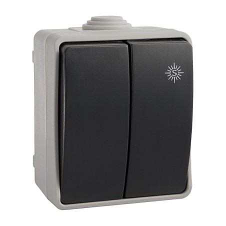 verpackter aufputz-wechselschalter, spritzwassergeschützt ip54 10 ax 250 v
