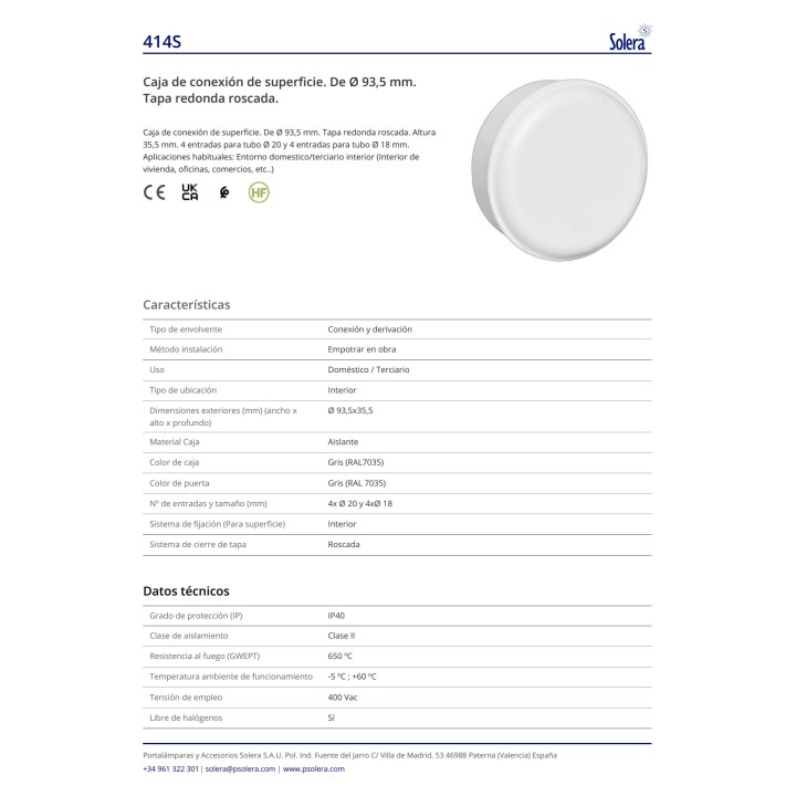 SOLERA Round surface-mounted junction box JUNCTION-BOX (5UD)
