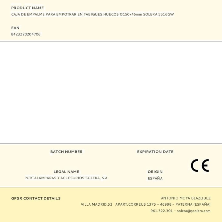 SOLERA Ronde lasdoos voor inbouw in holle wanden 5516GW
