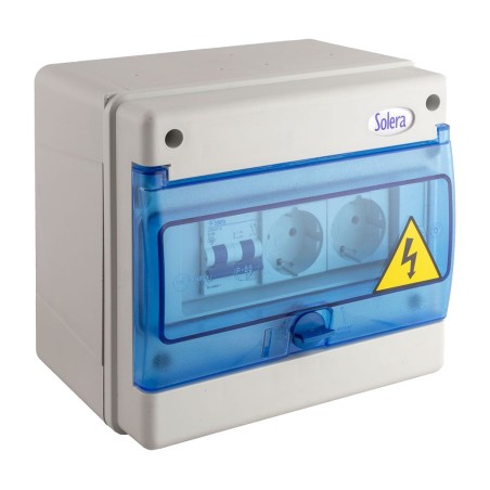 cuadro eléctrico industrial montado de 8 elementos con bases y protecciones 1308a-c9 ip54 215x200x160mm