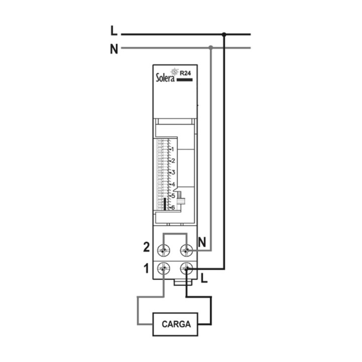 SOLERA Dagligt analogt tidsur til DIN-skinne R24 16 A 230 V