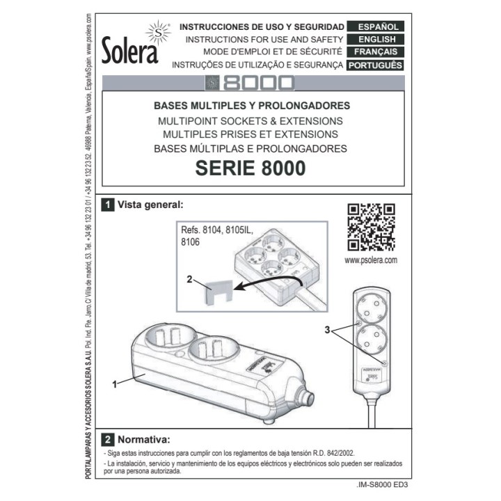 SOLERA Base múltiple bipolar schuko sin cable 16 A 250 V (3UD) 41210VAR