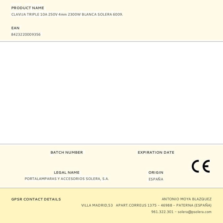 SOLERA Trippel tvåpolig kontakt med säkerhetsslutare 6009 10
