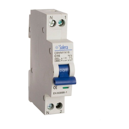 interruptor magnetotérmico estrecho para carril din 1p+n 240 v