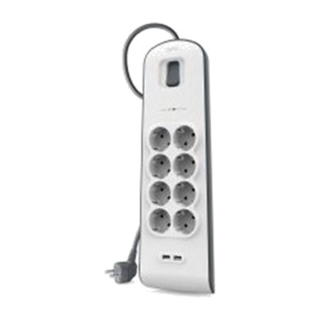 regleta protectora contra sobretensiones con 8 tomas schuko, usb-a e interruptor bsv804vf2m-v2 900j 2xusb 200 cm