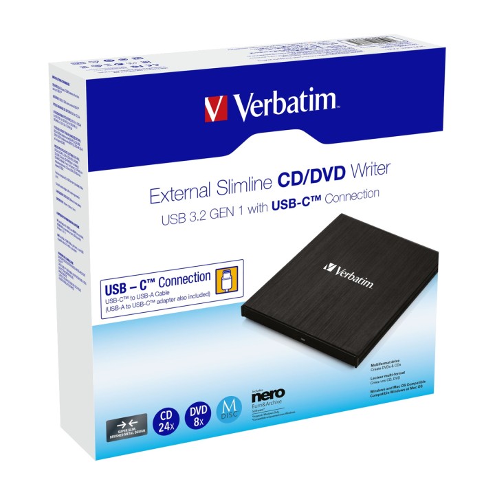 VERBATIM Externer DVD-Brenner SLIM-USB-C-3.2 GEN1 43886