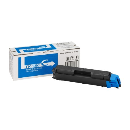 cyan tonerpatron til laserprinter tk-580c 2800-paginas 1t02ktcnl0