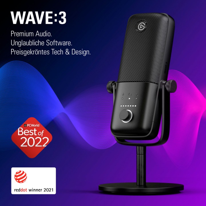 ELGATO USB-kondensatormikrofon WAVE 3 10MAB9901 1644055