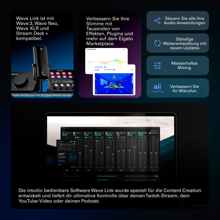 ELGATO Micrófono de condensador USB WAVE 3 10MAB9901 1644055