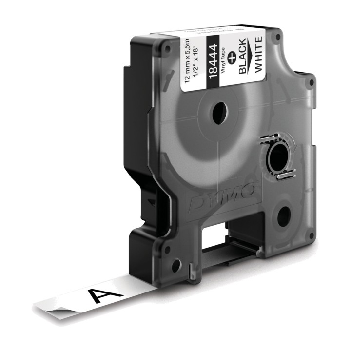DYMO Ruban d’étiquettes industriel en vinyle noir sur blanc
