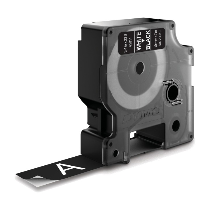 DYMO Cinta de etiquetas blanco sobre negro para rotuladora D1 19MM X 7M S0720910 1230692