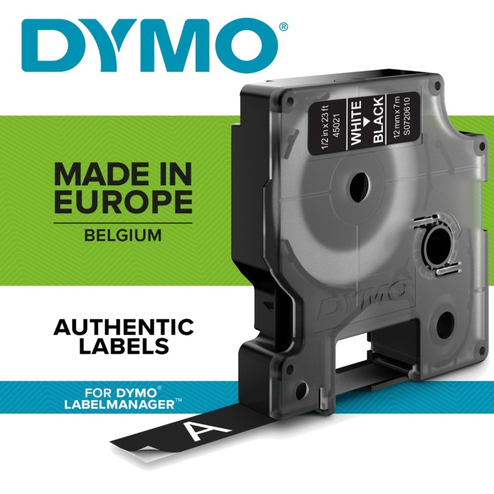 DYMO Fehér címkeszalag fekete alapon, címkenyomtatóhoz D1