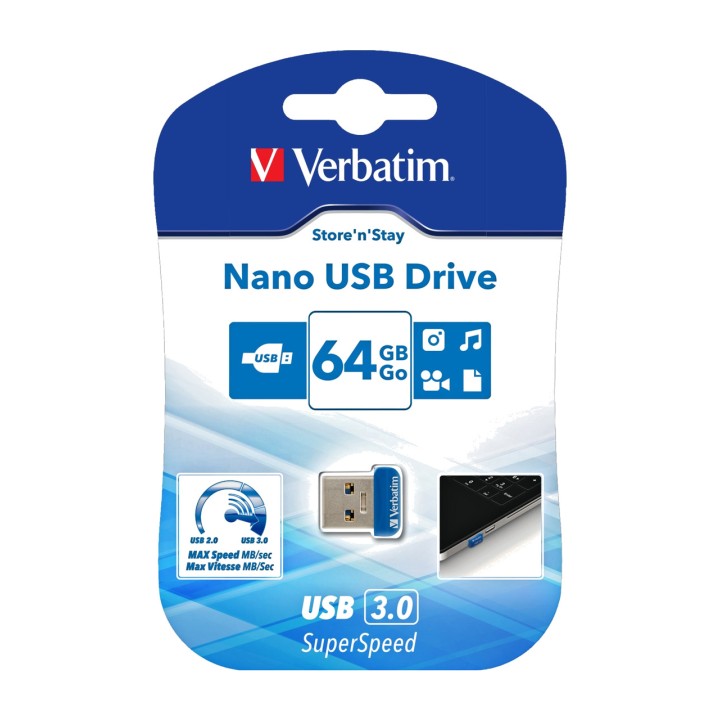 VERBATIM Mini USB-pomnilnik STORE N STAY NANO 3.0 64GB