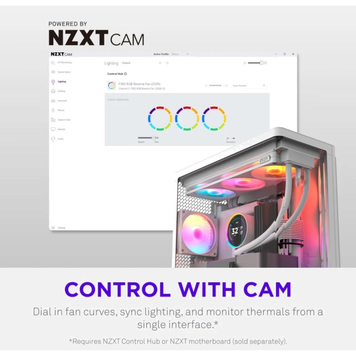NZXT Világítással ellátott PC-házventilátor-készlet F360-RGB