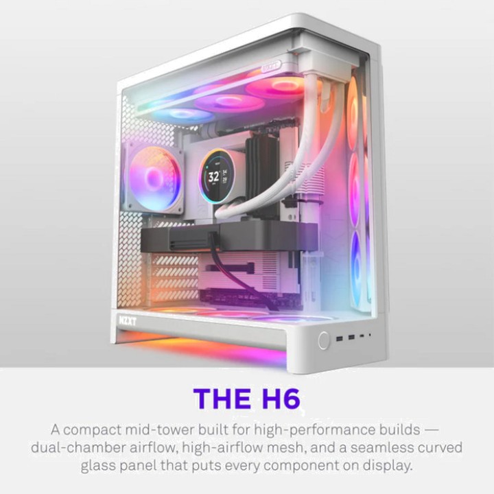 NZXT PC-chassi semitower med härdat glas H6 2026