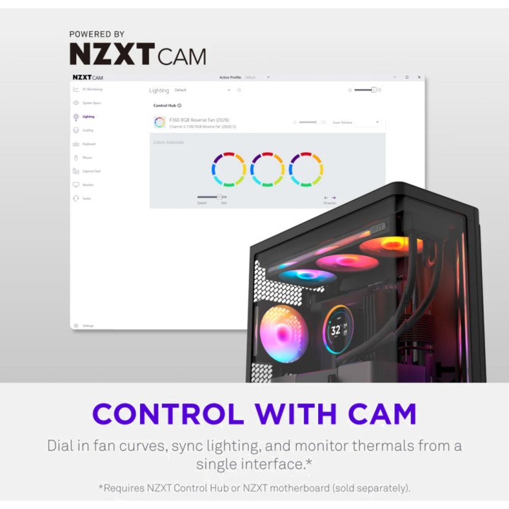 NZXT Ventilador de caja de PC con iluminación F140-RGB 140MM RF-R214S 100206890VAR