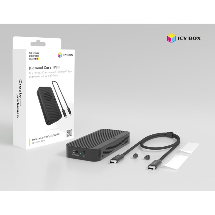 ICY BOX Extern kapsling för SSD M.2 NVMe DIAMOND-CASE 1980