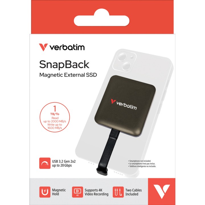VERBATIM Disco SSD externo compacto para móvil SNAPBACK 1TB-USB-C 3.2 GEN2X2 100167361