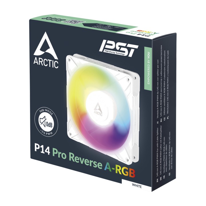 ARCTIC Ventilátor do PC skrinky P14 PRO REVERSE A-RGB 140MM