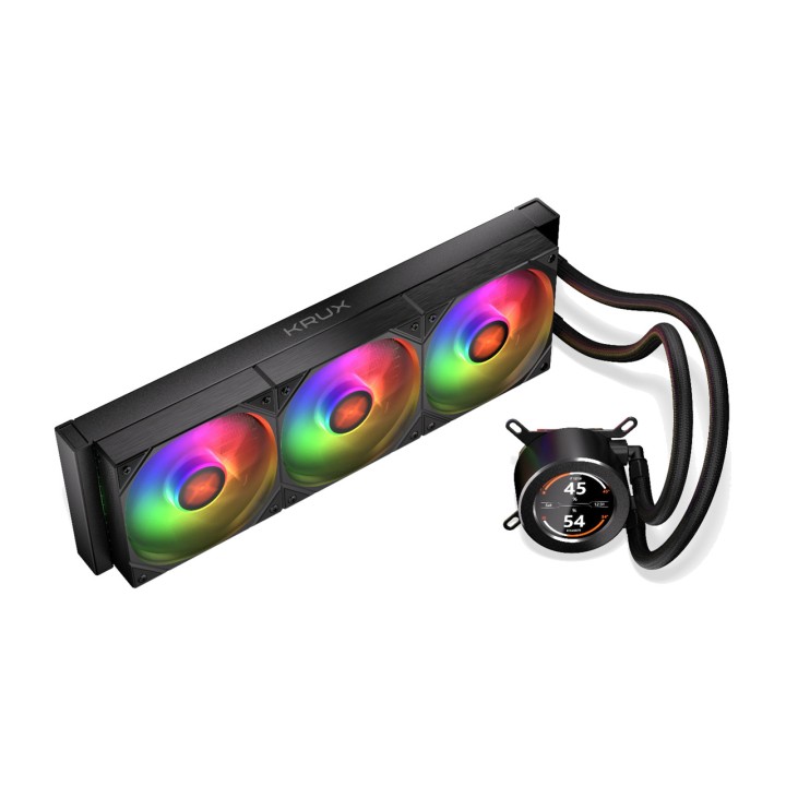 KRUX AIO folyadékhűtés CPU-hoz HYDROGLANCE-360-LCD ARGB