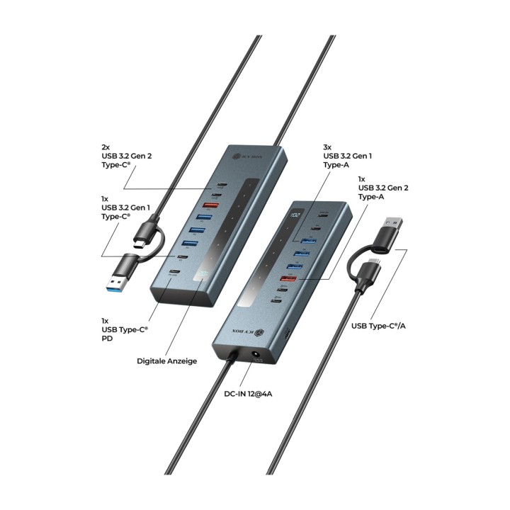 ICY BOX Többportos USB-C hub PD-töltéssel IB-HUB1743-CPD 3.2