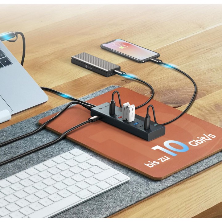 ICY BOX Hub USB-C multiportas com carregamento PD