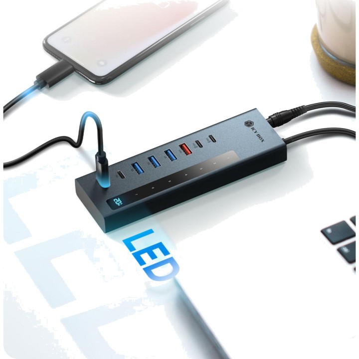 ICY BOX Viacportový rozbočovač USB-C s nabíjaním PD