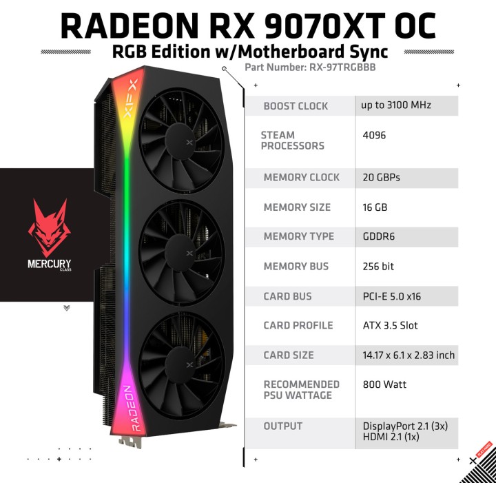XFX Grafische kaart RADEON-RX 9070 XT-QUICKSILVER 16GB GDDR6