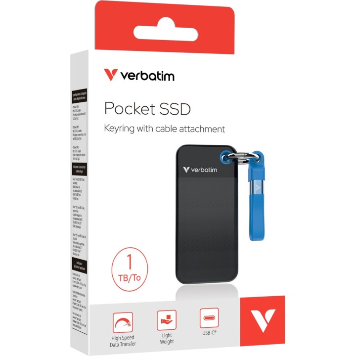 VERBATIM Hordozható külső SSD POCKET 1TB-USB-C 3.2 GEN2