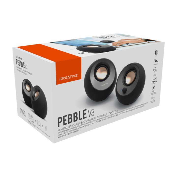 CREATIVE PC-Lautsprecher mit Bluetooth und USB-C PEBBLE-V3