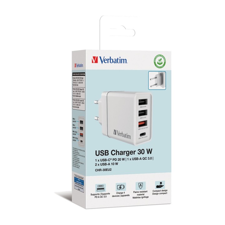 VERBATIM Încărcător de perete cu patru porturi USB-C-30W