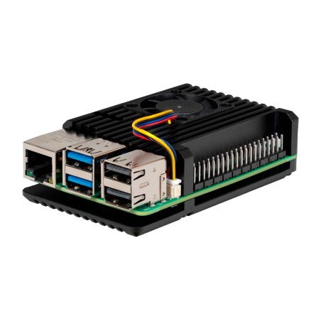 alumínium hűtőbordás ház ventilátorral raspberry-pi 5 rb-alucasep5-07fan
