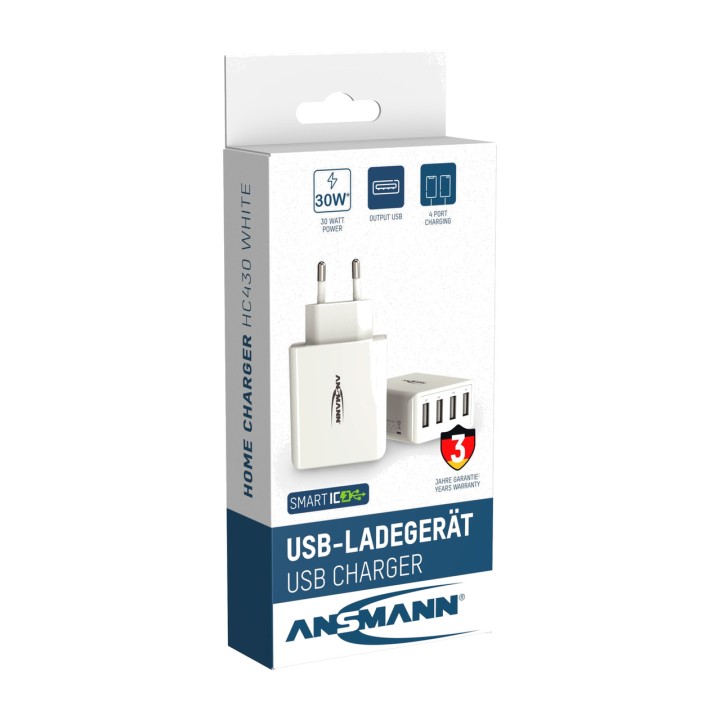 ANSMANN USB-Wandladegerät mit 4 Anschlüssen HC430 5V